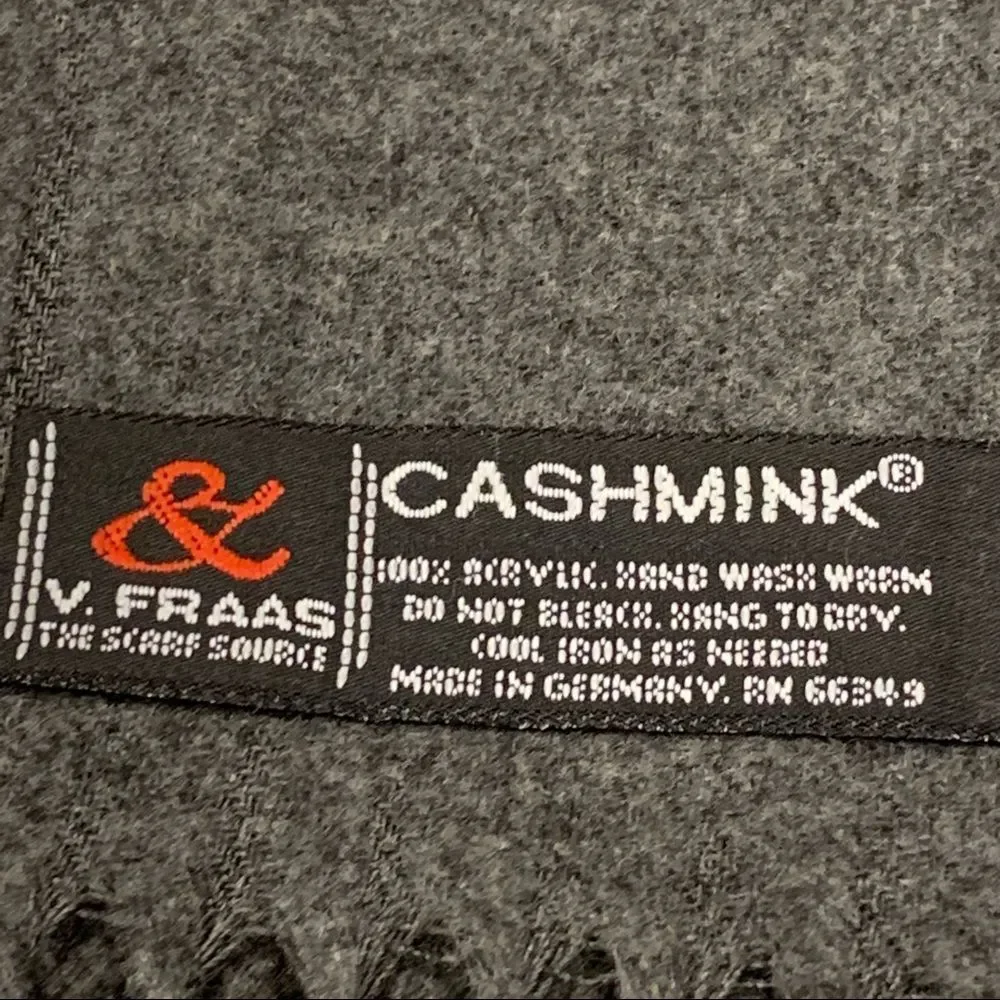 V.‎ Fraas Cashmink Gray Acrylic Winter Scarf